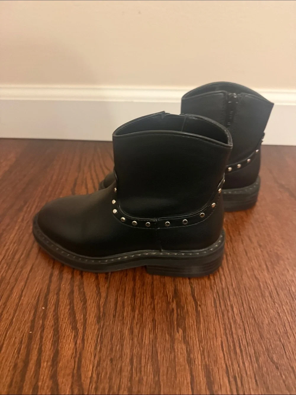 Nordstrom Kids Black Studded Zip Ankle Boots